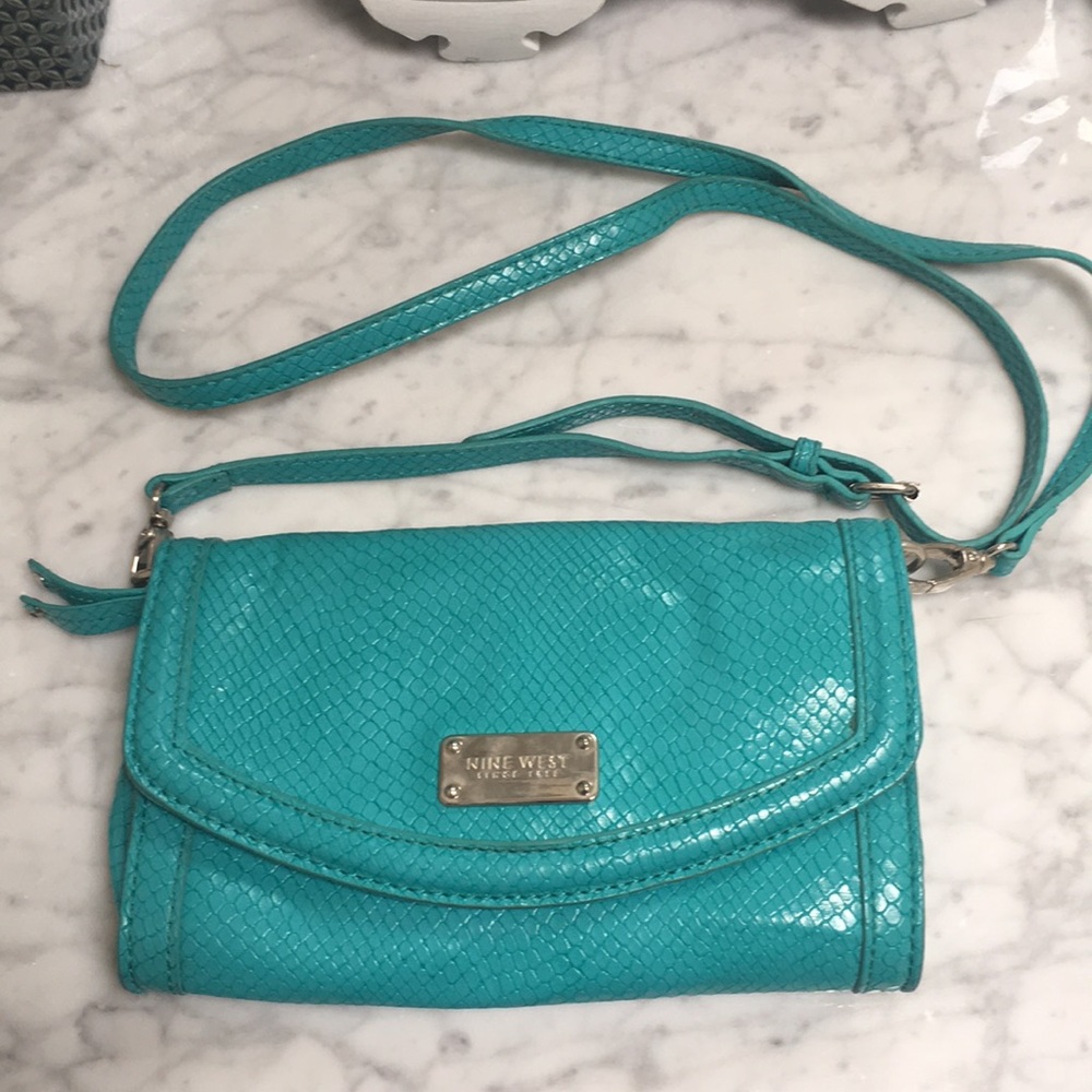 Nine West Turquoise Clutch with removable strap